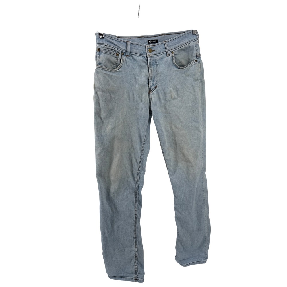 Origin Jeans USA Straight Leg Mens 32x34 Light Blue Denim Made in USA Workwear